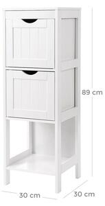 Półka łazienkowa z dwiema szufladami, biała