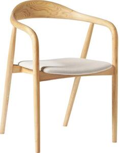 Krzesło z drewna z podłokietnikami i tapicerowanym siedziskiem Angelina