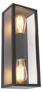 Zewnetrzna Przemysłowy Kinkiet / Lampa scienna czarny 38 cm 2-punktowy IP44 - Charlois Oswietlenie zewnetrzne
