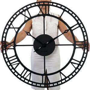 Duży metalowy zegar ścienny czarny 80cm