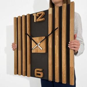Zegar ścienny drewniany LAMELE SQ 60cm