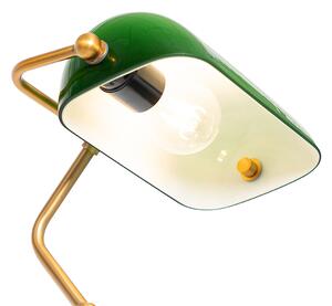 Klasyczna notarialna lampa podłogowa brąz z zielonym szkłem - Banker Oswietlenie wewnetrzne