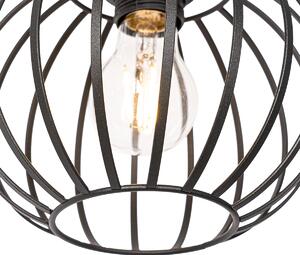 Wiejska lampa wisząca czarna z drewnianymi 3 lampkami - Yura Oswietlenie wewnetrzne