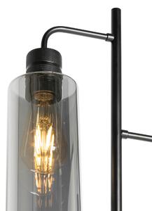 Nowoczesna lampa podłogowa czarna z przydymionym szkłem 2 światła - Stavelot Oswietlenie wewnetrzne