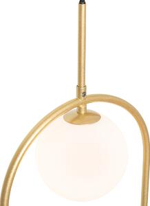 Złota lampa wisząca art deco z białym szkłem - Isabella Oswietlenie wewnetrzne