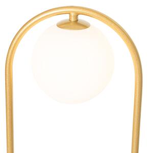 Lampa stojąca Art Deco złota z białym szkłem - Isabella Oswietlenie wewnetrzne