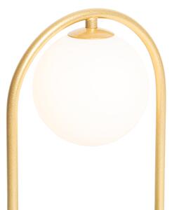 Lampa stołowa art deco złota z białym szkłem - Isabella Oswietlenie wewnetrzne