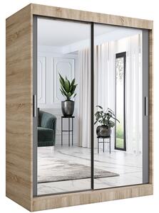 Szafa przesuwna z lustrem 150 cm dąb sonoma + antracyt R4-G35