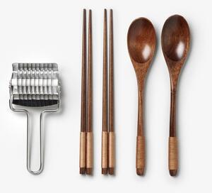Niebieski zestaw pałeczek ze stali nierdzewnej i bambusa dla 2 osób The Essentials - Ramen Tools – Printworks