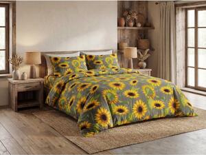 Pościel bawełniana SUNFLOWER szara Rozmiar pościeli: 70 x 90 cm | 140 x 200 cm