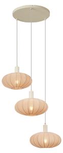 Lampa wisząca Japandi beżowa z materiałowym abażurem 3-źródła światła - Bida Oswietlenie wewnetrzne