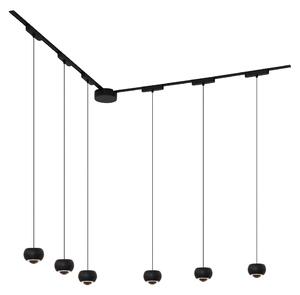 Nowoczesny system oświetlenia szynowego z 6 czarnymi lampami wiszącymi jednofazowymi - Magnetic Lance
