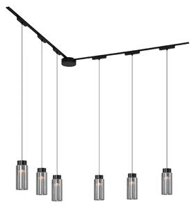 Nowoczesny system oświetlenia szynowego z 6 czarnymi lampami wiszącymi 1-fazowymi - Magnetic Vance