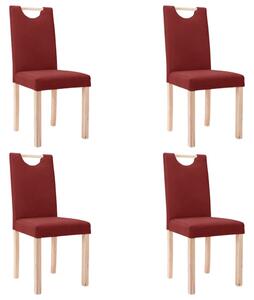 Krzesła stołowe, 4 szt., winna czerwień, obite tkaniną