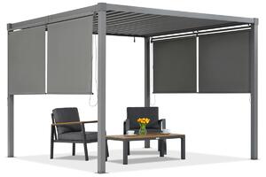 Antracytowa pergola tarasowa Madera 3x3m z roletami na 2 boki Garden Point