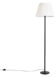Nowoczesna lampa stojąca czarna z białym plisowanym abażurem 45 cm - Simplo