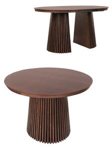 Stół rozkładany Cliff 100-180 cm okrągły z ryflowaną podstawą, ciemny orzech