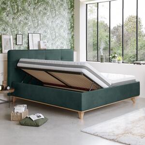 Łóżko tapicerowane z pojemnikiem zielone, Toscana 180 x 200 cm