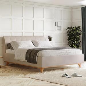 Łóżko tapicerowane z pojemnikiem beżowe, Toscana 180 x 200 cm