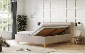 Łóżko tapicerowane z pojemnikiem beżowe, Toscana 180 x 200 cm
