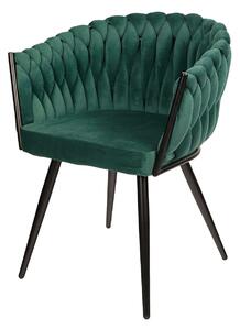Krzesło tapicerowane plecione do salonu SK73 zielone welurowe glamour
