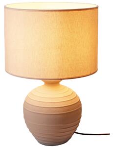 Lampa stołowa z okrągłą podstawą cementową, abażur lniany, Ø 32 x 47 cm