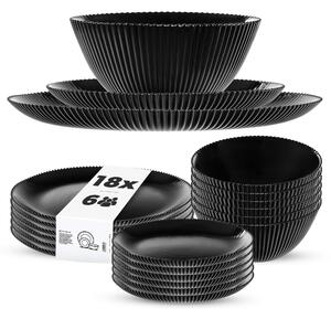 Zestaw obiadowy Regno salaterka 20 cm + talerz deserowy + talerz płytki czarny 6 kpl