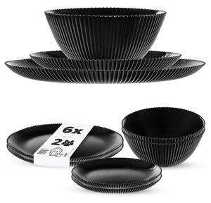 Zestaw obiadowy Regno salaterka 20 cm + talerz deserowy + talerz płytki czarny 2 kpl