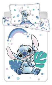 Biała/niebieska bawełniana pościel dziecięca do łóżeczka 135x100 cm Lilo and Stitch "Rainbow" – Jerry Fabrics