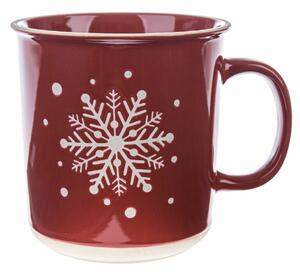 Świąteczny kubek ceramiczny Snowflake czerwony, 710 ml