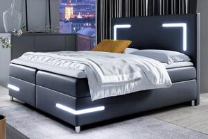 MebleMWM Łóżko kontynentalne z pojemnikiem DELOS LED, materac, topper | 180x200 | Kolor do wyboru