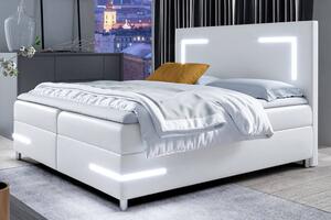 MebleMWM Łóżko kontynentalne z pojemnikiem DELOS LED, materac, topper | 200x200 | Kolor do wyboru