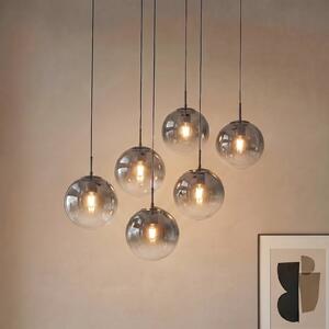 Lampa wisząca szklana Veloura Lucande, możliwość ściemniania, przezroczysty / transparentny, salon / jadalnia, szkło, design