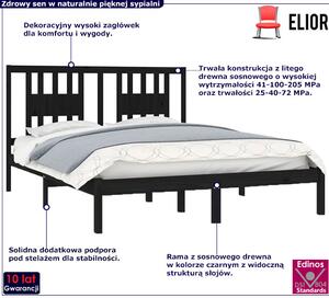 Czarne podwójne łóżko z drewna 140x200 - Basel 5X