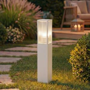 Słupek oświetleniowy Lindby Peldar, jasnoszara/żłobkowana, wysokość 80 cm Peldar Lindby, możliwość ściemniania, aluminiowy / szary / cynkowy, aluminium, nowoczesny