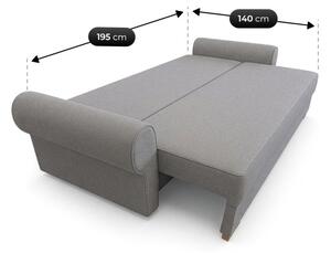 Sofa z Funkcją Spania RELON Szara Nowoczesna