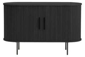 Czarna komoda w dekorze dębu z drzwiami przesuwnymi 120x76x45 cm Nola – Unique Furniture