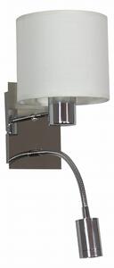 Sylwana Lampa Kinkiet 1X40W E14 + Led Z Wyłącznikiem Chrom / Biały