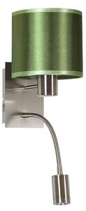 Sylwana Lampa Kinkiet 1X40W E14 + Led Z Wyłącznikiem Chrom / Zielony Ciemny