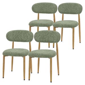 Komplet czterech krzeseł do jadalni ML-Design, tapicerowane krzesła kuchenne, obicie materiałowe, krzesła z oparciem, tapicerowane krzesła do salonu, kuchni i jadalni, kolor: zielony