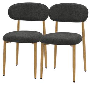 Zestaw 2 krzeseł do jadalni ML-Design, krzesła kuchenne, tapicerowane, obicie materiałowe, krzesła z oparciem, tapicerowane krzesło do salonu, kuchni i jadalni, kolor czarny