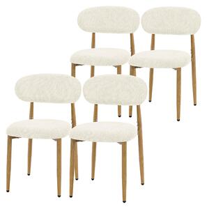 Komplet czterech krzeseł do jadalni ML-Design, tapicerowane krzesła kuchenne, obicie materiałowe, krzesła z oparciem, tapicerowane krzesła do salonu, kuchni i jadalni, kolor beżowy