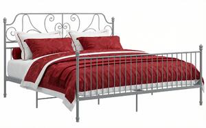 Szare metalowe łózko z zagłówkiem 180x200 cm H1-E45