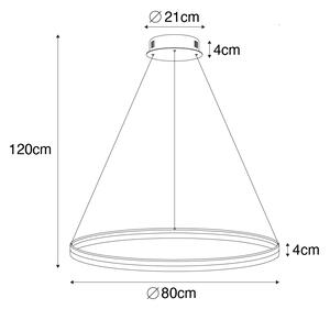 Designerska lampa wisząca biała 80 cm z 3-stopniową regulacją ściemniania LED - Anello Oswietlenie wewnetrzne