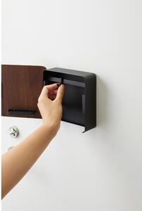 Czarna półka na klucze z drzwiczkami ze sklejki Yamazaki Rin