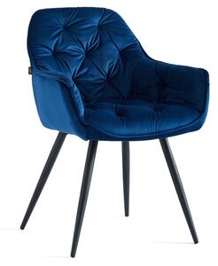 MebleMWM Krzesło tapicerowane DC-9220 niebieski welur #64, nogi czarne