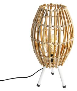 Wiejska lampa stołowa statyw bambusowy z białym - Canna Capsule Oswietlenie wewnetrzne