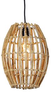 Wiejska lampa wisząca bambusowa z białym - Canna Capsule Oswietlenie wewnetrzne