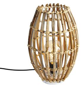 Wiejska lampa stołowa bambusowa z białym - Canna Capsule Oswietlenie wewnetrzne