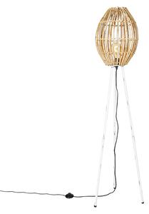 Landelijke vloerlamp tripod bamboe met wit - Canna Capsule Oswietlenie wewnetrzne